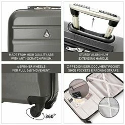 Large Capacity Maximum Allowance 22x14x9 Built-in TSA Airline Approved Delta United Southwest Carry On Luggage Trolley Rolling Suitcase Body Size 19.3x14x9in | Small Hard Shell Underseat Bag 16x10x8in -LUGGAGE FACTORY Sales 51Bgho837lL