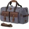 WOWBOX Duffle Bag Weekender Duffel Bag For Men And Women Genuine Leather Canvas Travel Overnight Carry On Bag With Shoes Compartment Grey -LUGGAGE FACTORY Sales 51C4oP0gfnL
