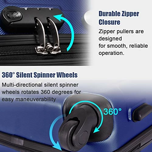 Goplus 3Pcs Luggage Set, Hardside Travel Rolling Suitcase, 20/24/28 Rolling Luggage Upright, Hardshell Spinner Luggage Set With Telescoping Handle, Coded Lock Travel Trolley Case (Dark Blue) 8 Goplus 3Pcs Luggage Set, Hardside Travel Rolling Suitcase, 20/24/28 Rolling Luggage Upright, Hardshell Spinner Luggage Set With Telescoping Handle, Coded Lock Travel Trolley Case (Dark Blue) - Image 6