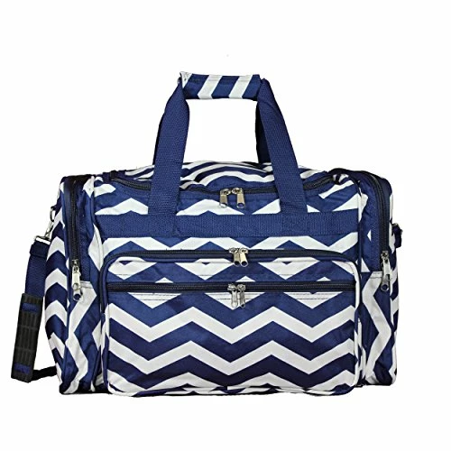 World Traveler Chevron 19-inch Duffel Bag, Navy White Chev, One Size 3 World Traveler Chevron 19-inch Duffel Bag, Navy White Chev, One Size