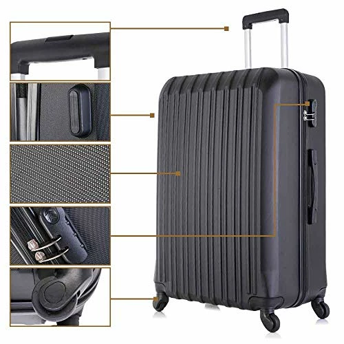 4 Piece Luggage Sets With Spinner Wheels Travel Suitcase Hard-shell Lightweight 16" 20" 24" 28" (4 PCS LM Black) 10 4 Piece Luggage Sets With Spinner Wheels Travel Suitcase Hard-shell Lightweight 16" 20" 24" 28" (4 PCS LM Black) - Image 8