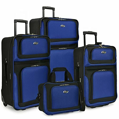 U.S. Traveler New Yorker Lightweight Softside Expandable Travel Rolling Luggage Set, Blue, 4-Piece (15/21/25/29) 3 U.S. Traveler New Yorker Lightweight Softside Expandable Travel Rolling Luggage Set, Blue, 4-Piece (15/21/25/29)