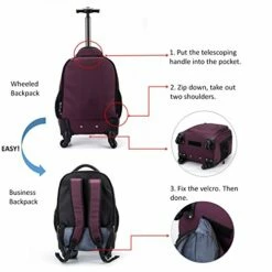 Racini Nylon Waterproof Rolling Backpack, Freewheel Travel Wheeled Backpack, Carry-on Luggage With Anti-Theft Zippers(Purple) 16 Racini Nylon Waterproof Rolling Backpack, Freewheel Travel Wheeled Backpack, Carry-on Luggage With Anti-Theft Zippers(Purple) -LUGGAGE FACTORY Sales 51FVnTVrW6L