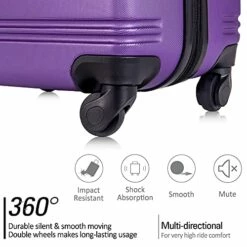 Expandable 3 Piece Luggage Sets Hardside Durable Suitcase With Spinner Wheels TSA Lock, 3 Pcs Carry On Case Travel Home Outdoor School Lightweight Trolley Case ( 20" 24" 28" Purple) -LUGGAGE FACTORY Sales 51G aBkgjFS