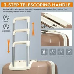 Joyway 20" Carry-On Suitcases & 14" Cosmetic Bag & 7" Small Bag, Lightweight Polypropylene Carrying Case With TSA Lock, Rigid Luggage With Swivel Wheels (Chocolate Color, 20in Carry-On) -LUGGAGE FACTORY Sales 51G7nNedyzL