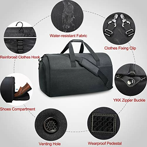 Garment Bags Convertible Suit Travel Bag With Shoes Compartment Waterproof Large Carry On Duffel Bags Garment Weekender Bag For Men Women Black 8 Garment Bags Convertible Suit Travel Bag With Shoes Compartment Waterproof Large Carry On Duffel Bags Garment Weekender Bag For Men Women Black - Image 6