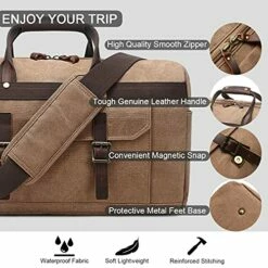 Duffle Bag For Men Waterproof Genuine Leather Canvas Travel Duffel Bags For Women Overnight Weekender Bag For Traveling, Brown 12 Duffle Bag For Men Waterproof Genuine Leather Canvas Travel Duffel Bags For Women Overnight Weekender Bag For Traveling, Brown -LUGGAGE FACTORY Sales 51HOfVk3pKS