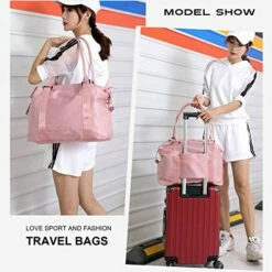 PlasMaller Travel Bag Carry On Sports Gym Duffel Luggage Shoulder Pack For Women (Pink) -LUGGAGE FACTORY Sales 51IGcs QBRL