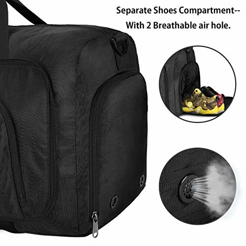 Duffel Bags For Traveling, 65L Carry On Foldable Weekender Overnight Bag For Men Women Waterproof Weekend Travel Duffle Bags With Shoe Compartment,Black 8 Duffel Bags For Traveling, 65L Carry On Foldable Weekender Overnight Bag For Men Women Waterproof Weekend Travel Duffle Bags With Shoe Compartment,Black - Image 6