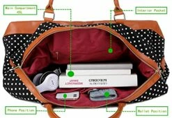 BAOSHA HB-14 Canvas Travel Tote Duffel Bag Carry On Weekender Overnight Bag Oversized For Women And Ladies (Black Dot) 13 BAOSHA HB-14 Canvas Travel Tote Duffel Bag Carry On Weekender Overnight Bag Oversized For Women And Ladies (Black Dot) -LUGGAGE FACTORY Sales 51JCUQvYjwL