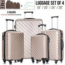 Apelila 5 Piece Luggage Sets,Travel Suitcase Spinner Hardshell Lightweight W/Free Suitcase Cover& Hanger (4PC Champagne Gold With Bag) -LUGGAGE FACTORY Sales 51KAILMWkZL 3b597f8d f566 4a04 be30 2687ca0a8a21