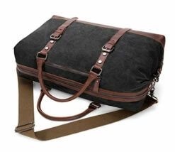BAOSHA Oversized Canvas PU Leather Travel Tote Duffel Bag Weekender Overnight Bag (Black) 14 BAOSHA Oversized Canvas PU Leather Travel Tote Duffel Bag Weekender Overnight Bag (Black) -LUGGAGE FACTORY Sales 51KKuqeE33L