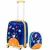 Goplus Kids Luggage Set, 12" & 18" Kids Carry On Luggage Set, Multi-directional Wheels Suitcase, Large Capacity Rolling Trolley Suitcase, Gift For Boys And Girls Toddlers Children Travel (Universe) -LUGGAGE FACTORY Sales 51NCmJIA54L