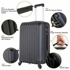 4 Piece Luggage Sets With Spinner Wheels Travel Suitcase Hard-shell Lightweight 16" 20" 24" 28" (4 PCS LM Black) 16 4 Piece Luggage Sets With Spinner Wheels Travel Suitcase Hard-shell Lightweight 16" 20" 24" 28" (4 PCS LM Black) -LUGGAGE FACTORY Sales 51Nn0e6hzkL