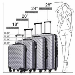 Apelila 5 Piece Luggage Sets,Travel Suitcase Spinner Hardshell Lightweight W/Free Suitcase Cover& Hanger (4PC Sliver W/Covers4+Hanger2+Backbag1) -LUGGAGE FACTORY Sales 51OAOpul0rL 990a6e24 d973 47af af54 2cc8e9f7c47c