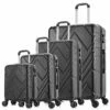 4PC Luggage Sets, ABS Hardshell Luggage Set Lightweight Hard Shell Travel Suitcases W/Spinner Wheels Free Suitcase Cover(18 20 24 28Inch) (Black) -LUGGAGE FACTORY Sales 51PTLbM1AwL