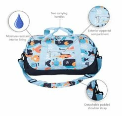 Wildkin Kids Overnighter Duffel Bags For Boys & Girls, Measures 18 X 9 X 9 Inches Duffel Bag For Kids, Carry-On Size & Ideal For School Practice Or Overnight Travel, BPA-free (Big Fish) -LUGGAGE FACTORY Sales 51PUr2yzF0L