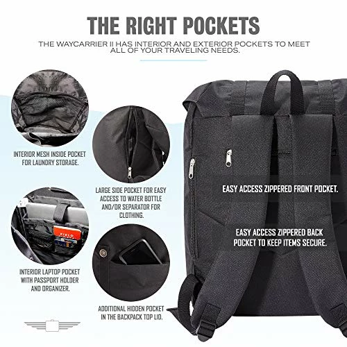 Point Coast 18x14x8 Personal Item Under Seat Travel Carry On Backpack Waycarrier II (black) 7 Point Coast 18x14x8 Personal Item Under Seat Travel Carry On Backpack Waycarrier II (black) - Image 5