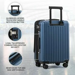 LEVEL8 Carry-On Luggage, Hardside Suitcase, 20” Lightweight ABS+PC Hardshell Spinner Trolley For Luggage With Built-In TSA Lock, 8 Spinner Wheels, Blue, 20-Inch Carry-On 11 LEVEL8 Carry-On Luggage, Hardside Suitcase, 20” Lightweight ABS+PC Hardshell Spinner Trolley For Luggage With Built-In TSA Lock, 8 Spinner Wheels, Blue, 20-Inch Carry-On -LUGGAGE FACTORY Sales 51Qm QiTiXL