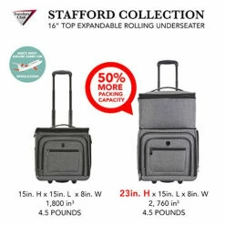 Travelers Club Luggage 16" Top Expandable Rolling Underseater W/USB Port, Dark Gray Suitcase, -LUGGAGE FACTORY Sales 51Qnw2iu0gL