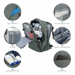 Molnia Travel Backpack For Men, 47L Carry On Backpack, 17.3inch Laptop Backpack Flight Approved, With 3 Packing Cubes & 1 Shoe Bag, Expandable Business Suitcase, Weekender Duffel Bag, Grey-green 11 Molnia Travel Backpack For Men, 47L Carry On Backpack, 17.3inch Laptop Backpack Flight Approved, With 3 Packing Cubes & 1 Shoe Bag, Expandable Business Suitcase, Weekender Duffel Bag, Grey-green -LUGGAGE FACTORY Sales 51ROYLHEYML