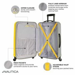 Nautica Hardside Carry On Luggage - 20 Inch Spinner Wheels Suitcase Lightweight Rolling Travel Bag For Under Seat, Yellow/Silver -LUGGAGE FACTORY Sales 51RqYLeGYrL