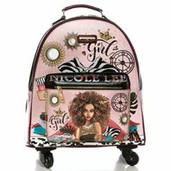 Nicole Lee Women's Rolling Red Backpack Luggage With 4 Spinner Wheels And Electronic Compartment Travel, Super Roxana, One Size