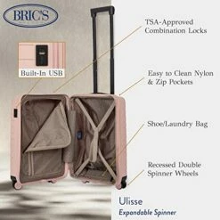Bric's B|Y Ulisse Spinner Suitcase - 21 Inch Carry-On Luggage - Hard Exterior And TSA-Approved Lock - Pearl Pink -LUGGAGE FACTORY Sales 51S6ZPzCuVL