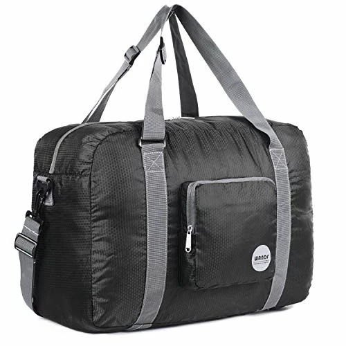 Wandf Foldable Travel Duffel Bag Luggage Sports Gym Water Resistant Nylon, Black 3 Wandf Foldable Travel Duffel Bag Luggage Sports Gym Water Resistant Nylon, Black