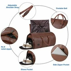Carry On Garment Bag, Waterproof Mens Garment Bag For Travel Business, Large Leather Duffel Bag With Shoe Compartment -Brown -LUGGAGE FACTORY Sales 51SJ3VyiE7L