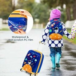Goplus Kids Luggage Set, 12" & 18" Kids Carry On Luggage Set, Multi-directional Wheels Suitcase, Large Capacity Rolling Trolley Suitcase, Gift For Boys And Girls Toddlers Children Travel (Universe) -LUGGAGE FACTORY Sales 51UARhgYyGL