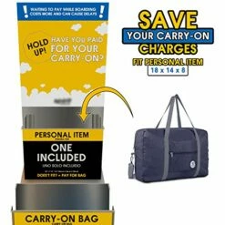 For Spirit Airlines Foldable Travel Duffel Bag Tote Carry On Luggage Sport Duffle Weekender Overnight For Women And Girls (3112 Dark Blue ( With Shoulder Strap)) -LUGGAGE FACTORY Sales 51UDinc2HZL