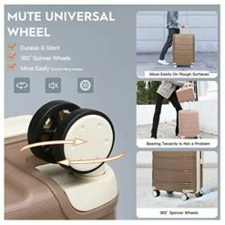 Joyway 20" Carry-On Suitcases & 14" Cosmetic Bag & 7" Small Bag, Lightweight Polypropylene Carrying Case With TSA Lock, Rigid Luggage With Swivel Wheels (Chocolate Color, 20in Carry-On) -LUGGAGE FACTORY Sales 51Ujj6MC3CL