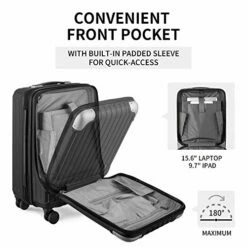 LEVEL8 Carry-On Luggage, Hardside Suitcase, 20” Lightweight ABS+PC Hardshell Spinner Trolley For Luggage With Built-In TSA Lock, 8 Spinner Wheels, Black, 20-Inch Carry-On 13 LEVEL8 Carry-On Luggage, Hardside Suitcase, 20” Lightweight ABS+PC Hardshell Spinner Trolley For Luggage With Built-In TSA Lock, 8 Spinner Wheels, Black, 20-Inch Carry-On -LUGGAGE FACTORY Sales 51VBhx86X L