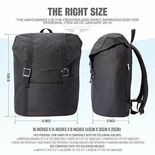 Point Coast 18x14x8 Personal Item Under Seat Travel Carry On Backpack Waycarrier II (black) 4 Point Coast 18x14x8 Personal Item Under Seat Travel Carry On Backpack Waycarrier II (black) - Image 2