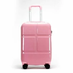 Suitcase, Lightweight, Large 28-Inch Hard-Shell Aluminum Alloy Suitcase, 4 Spinner Wheels, Abs Luggage Travel Trolley, Pink, 20 Inch