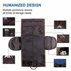 Carry On Garment Bag, Waterproof Mens Garment Bag For Travel Business, Large Leather Duffel Bag With Shoe Compartment -Brown -LUGGAGE FACTORY Sales 51ZCkkidlCL