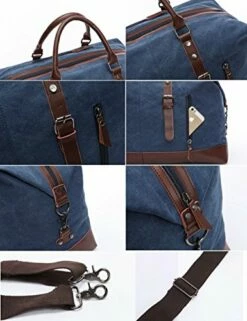 BAOSHA Oversized Canvas PU Leather Travel Tote Duffel Bag Weekender Overnight Bag (Black) 13 BAOSHA Oversized Canvas PU Leather Travel Tote Duffel Bag Weekender Overnight Bag (Black) -LUGGAGE FACTORY Sales 51ZdASkwLYL