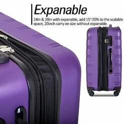 Expandable 3 Piece Luggage Sets Hardside Durable Suitcase With Spinner Wheels TSA Lock, 3 Pcs Carry On Case Travel Home Outdoor School Lightweight Trolley Case ( 20" 24" 28" Purple) -LUGGAGE FACTORY Sales 51Zk YMcJ8S
