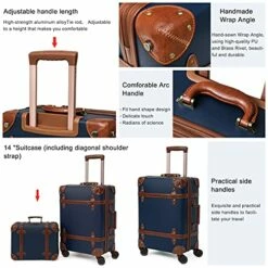 NZBZ Vintage Luggage Sets With Spinner Wheels Carry On Suitcase Tsa Lock Luggage 3 Pieces (Navy Blue, 14inch & 20inch & 28inch) 14 NZBZ Vintage Luggage Sets With Spinner Wheels Carry On Suitcase Tsa Lock Luggage 3 Pieces (Navy Blue, 14inch & 20inch & 28inch) -LUGGAGE FACTORY Sales 51Zq6PFq2kS