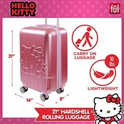 Ful Hello Kitty 21 Inch Rolling Luggage, Hardshell Carry On Suitcase With Wheels, Pink (HKFL0002AZ-650) 15 Ful Hello Kitty 21 Inch Rolling Luggage, Hardshell Carry On Suitcase With Wheels, Pink (HKFL0002AZ-650) -LUGGAGE FACTORY Sales 51 3L5b08BL