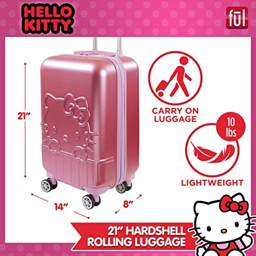Ful Hello Kitty 21 Inch Rolling Luggage, Hardshell Carry On Suitcase With Wheels, Pink (HKFL0002AZ-650) 9 Ful Hello Kitty 21 Inch Rolling Luggage, Hardshell Carry On Suitcase With Wheels, Pink (HKFL0002AZ-650) - Image 7