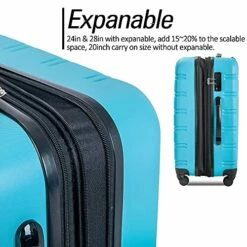 Expandable 3 Piece Luggage Sets Hardside Durable Suitcase With Spinner Wheels TSA Lock, 3 Pcs Carry On Case Travel Home Outdoor School Lightweight Trolley Case ( 20" 24" 28" Blue) -LUGGAGE FACTORY Sales 51a6NmjzMwS