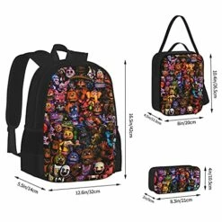 Five Nights At Freddy'S Backpack 3pcs Set Youth Boys Shoulder Bag Girls Bookbag With Lunch Bog Pencil Case Teens -LUGGAGE FACTORY Sales 51az5cn9UQS