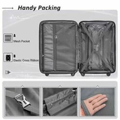 Expanable Spinner Wheel 3 Piece Luggage Set Abs Lightweight Suitcase With Tsa Lock -LUGGAGE FACTORY Sales 51bx3O63uPL