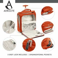 16.5" Underseat Women Luggage Carry On Suitcase - Small Rolling Tote Bag With Wheels (Orange) -LUGGAGE FACTORY Sales 51ciIJ8ufYL