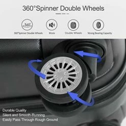 Ceilo ABS Hardside Luggage Sets With USB Interface Laptop Pocket,Lightweight Carry On Suitcase With TSA Lock&360°Spinner Wheels,Black,3-Piece Travel Luggage Set (20/24/28) -LUGGAGE FACTORY Sales 51e3Z3KvTXL