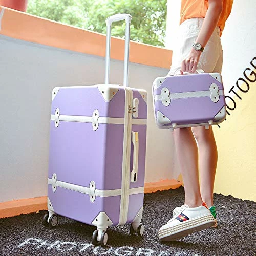 Classical Retro Rolling Luggage With Cosmetic Bag For Women Travel Carry On Trolley Suitcase,Pink2,20 5 Classical Retro Rolling Luggage With Cosmetic Bag For Women Travel Carry On Trolley Suitcase,Pink2,20 - Image 3