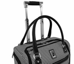 LONDON FOG Cambridge II 15-Inch 8 Wheel Under Seat Bag, Black White Houndstooth -LUGGAGE FACTORY Sales 51fKYD DmzL