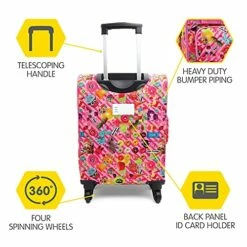 Bixbee Kids Luggage, Kids Luggage With Wheels For Girls & Boys With Telescoping Pullout Handle, Strap And Pockets- Lightweight Kids Suitcase & Carry On Bag For Airport, Travel, Overnight In Pink -LUGGAGE FACTORY Sales 51fZbKhiXkS